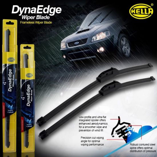 HELLA - Wiper/pengelap cermin kenderaan dyna edge (tiada tulang)
