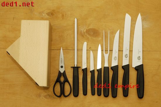 VICTORINOX - blok kayu pisau & alatan dapur - 9 unit